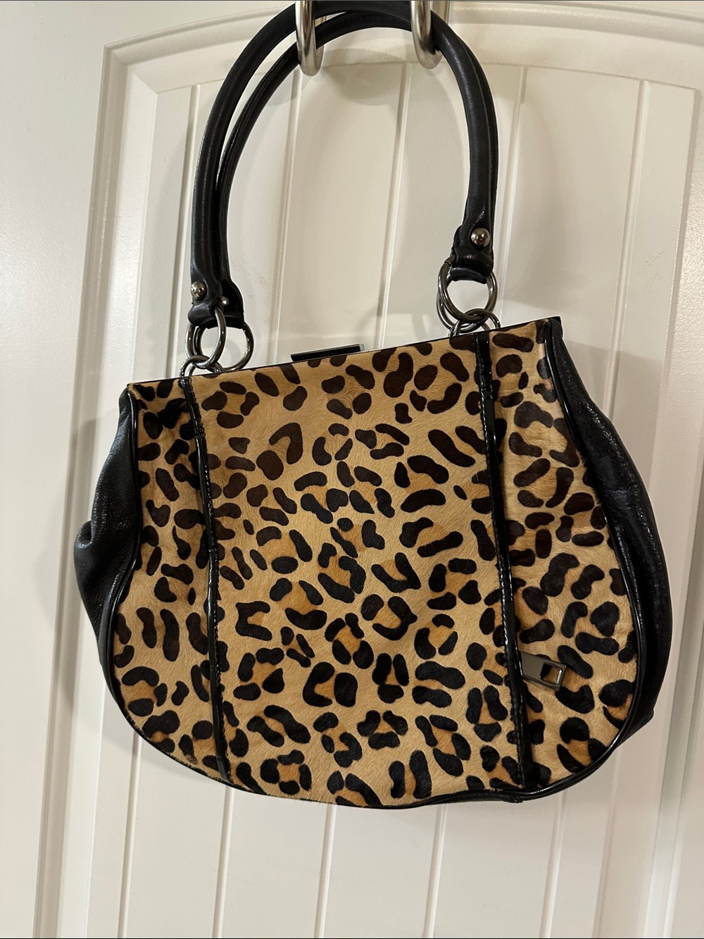 Steve Madden Leopard Print Shoulder Bag with Black Trim